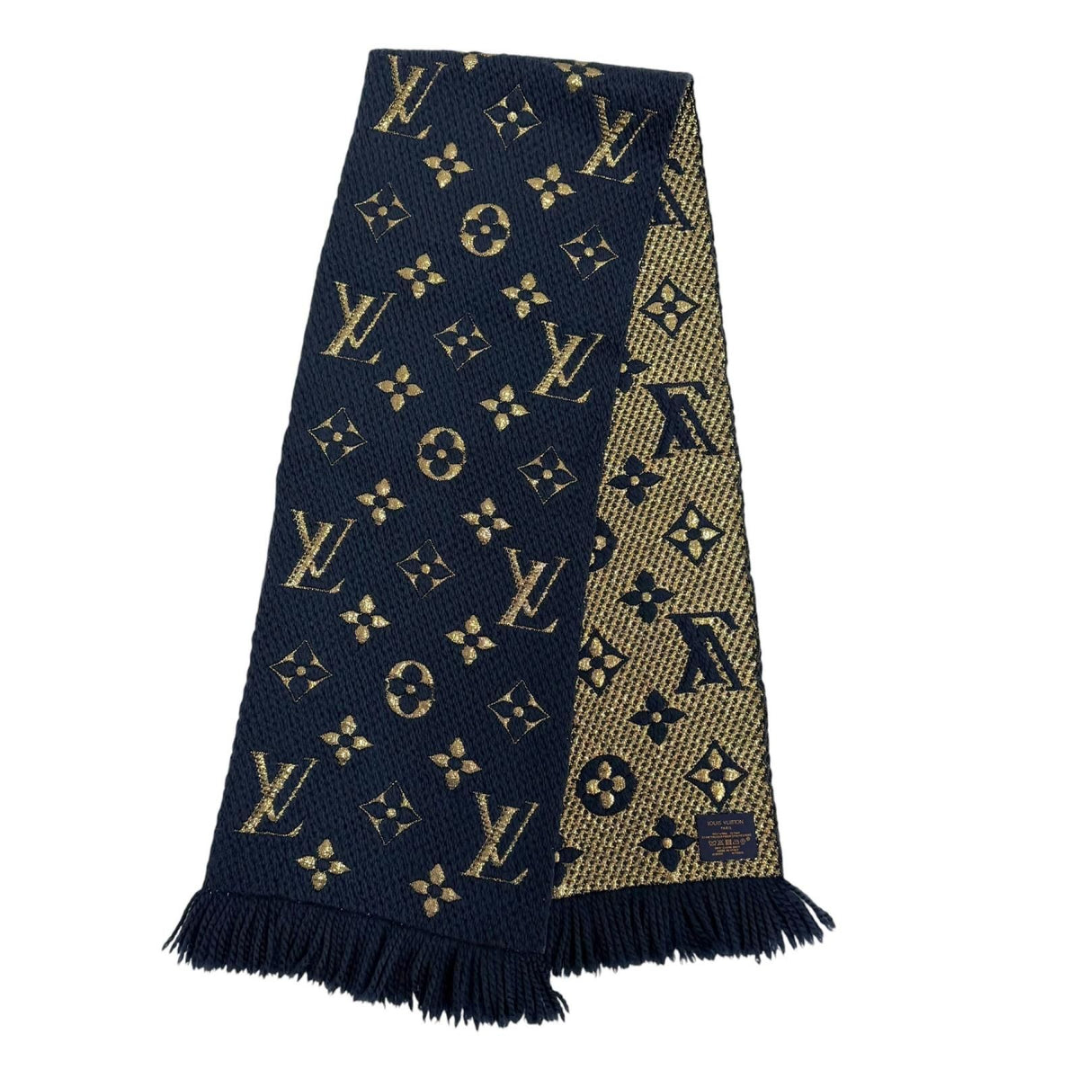 Louis Vuitton Logomania Scarf Shine Wool Silk Blue Petrol — view 3