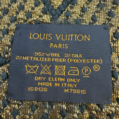 Louis Vuitton Logomania Scarf Shine Wool Silk Blue Petrol — view 6