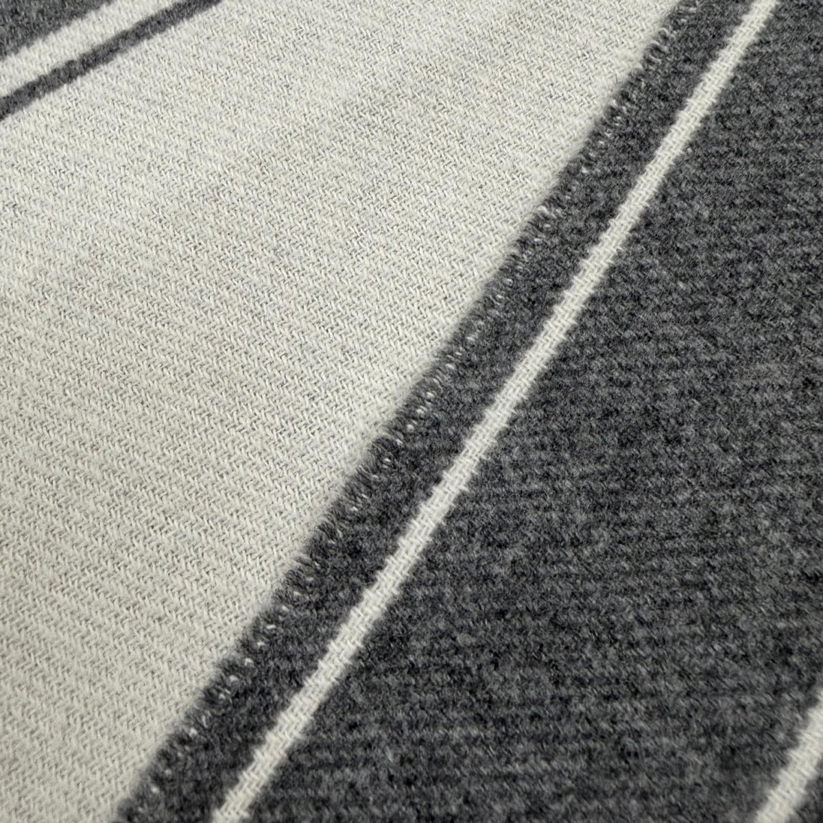 Hermes Cle de H Cashmere 100% Sheep Leather Patch with Fringe Scarf Gray — view 4