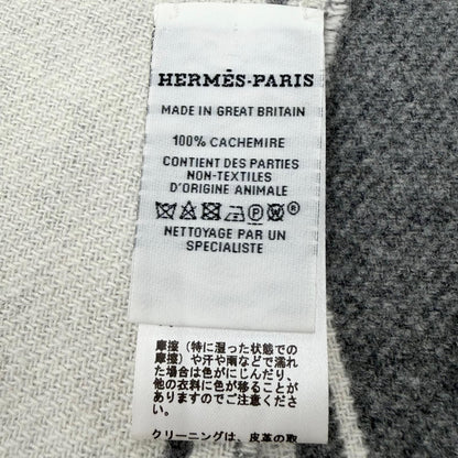 Hermes Cle de H Cashmere 100% Sheep Leather Patch with Fringe Scarf Gray — view 6
