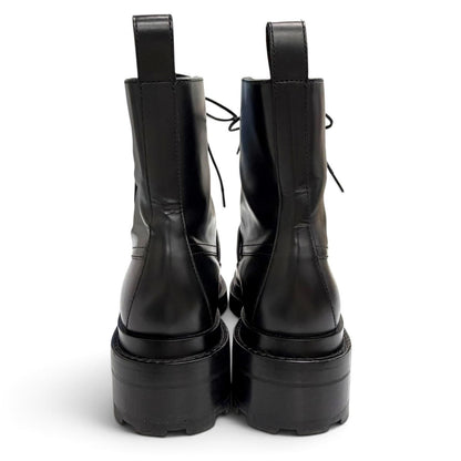 Hermes Funk Kelly Buckle Lace-up Leather Ankle Boots Short Black — view 4