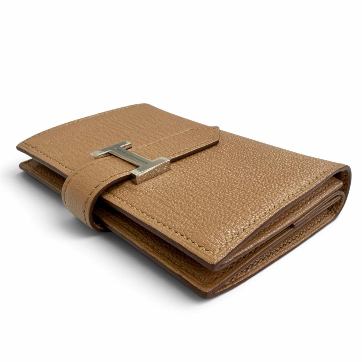 Hermes Bearn Mini Chevre Quebracho Silver Coin Card Holder Bifold — view 4