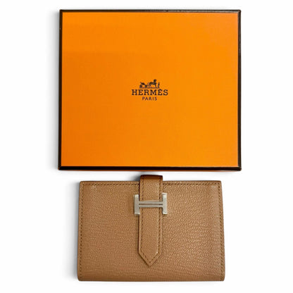 Hermes Bearn Mini Chevre Quebracho Silver Coin Card Holder Bifold — view 2