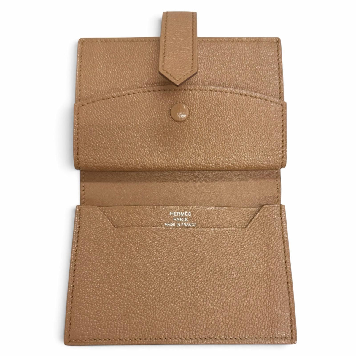 Hermes Bearn Mini Chevre Quebracho Silver Coin Card Holder Bifold — view 6