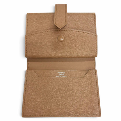 Hermes Bearn Mini Chevre Quebracho Silver Coin Card Holder Bifold — view 6