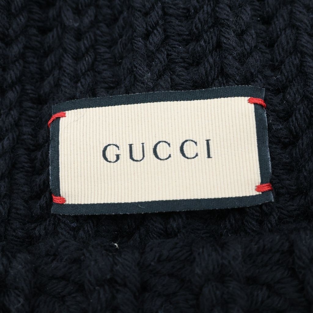 Gucci Front Logo Patch Wool Knit Hat Beanie Black — view 5