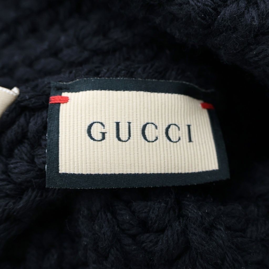 Gucci Front Logo Patch Wool Knit Hat Beanie Black — view 7