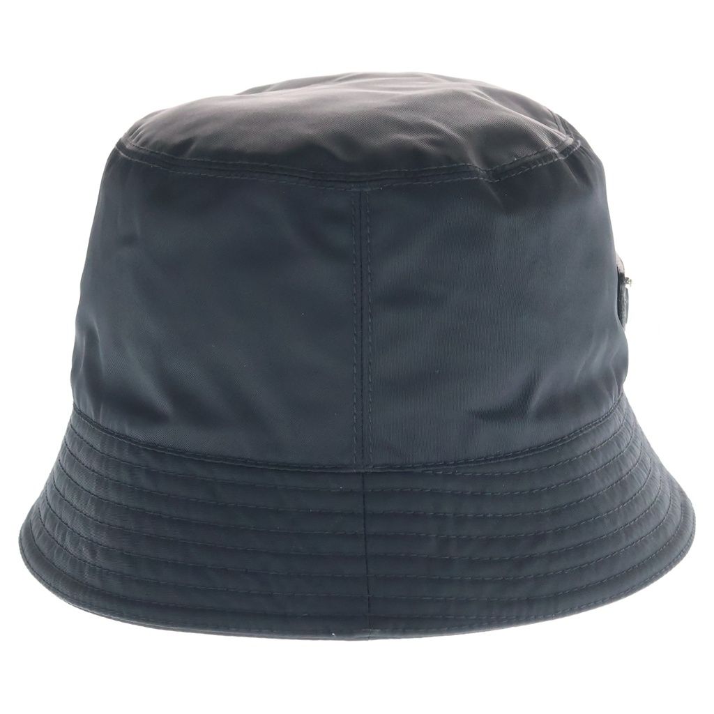 Prada Re-Nylon Triangle Logo Bucket Hat Black — view 3