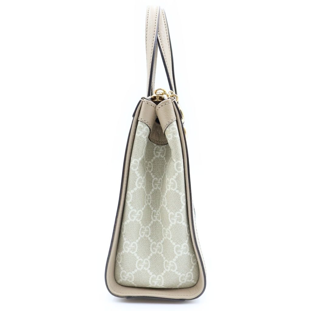 Gucci Ophidia GG Supreme Small 2-Way Shoulder Bag Beige White Leather Gold — view 3