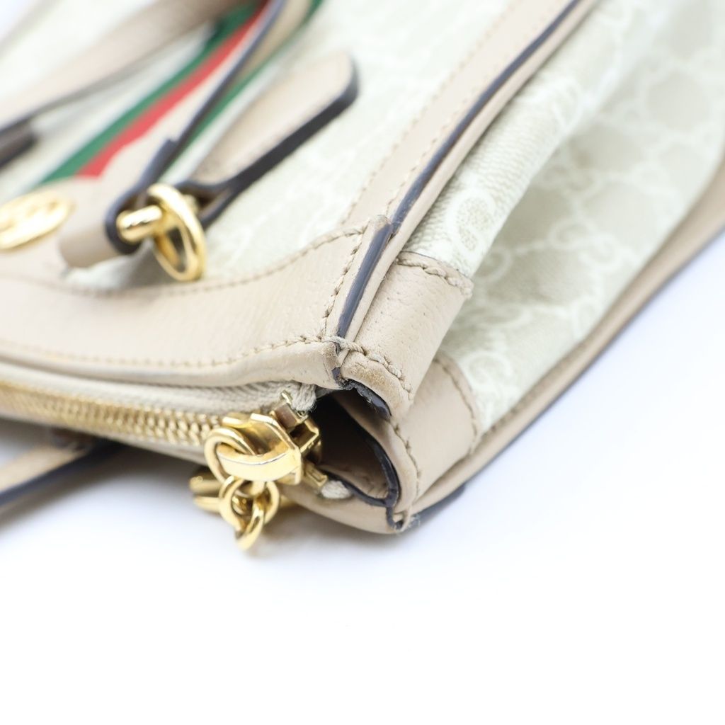Gucci Ophidia GG Supreme Small 2-Way Shoulder Bag Beige White Leather Gold — view 7