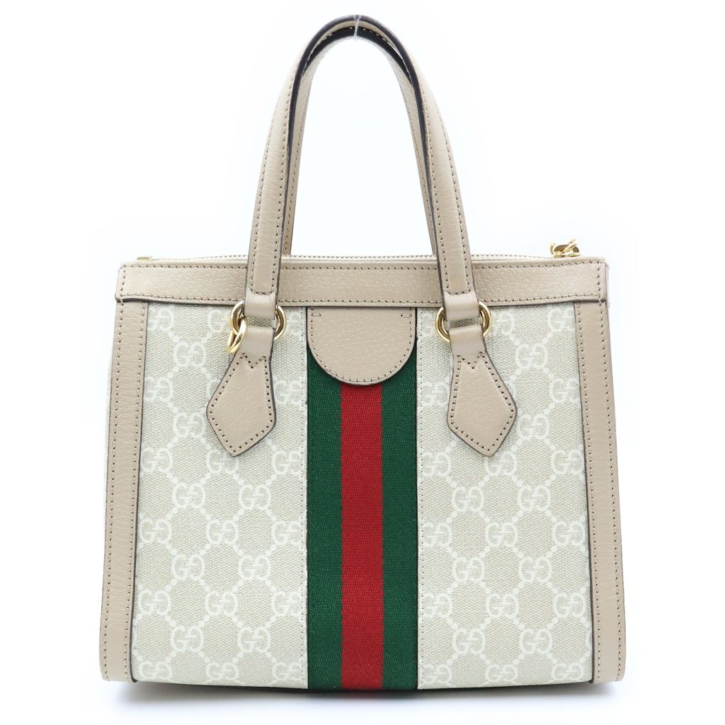 Gucci Ophidia GG Supreme Small 2-Way Shoulder Bag Beige White Leather Gold — view 2