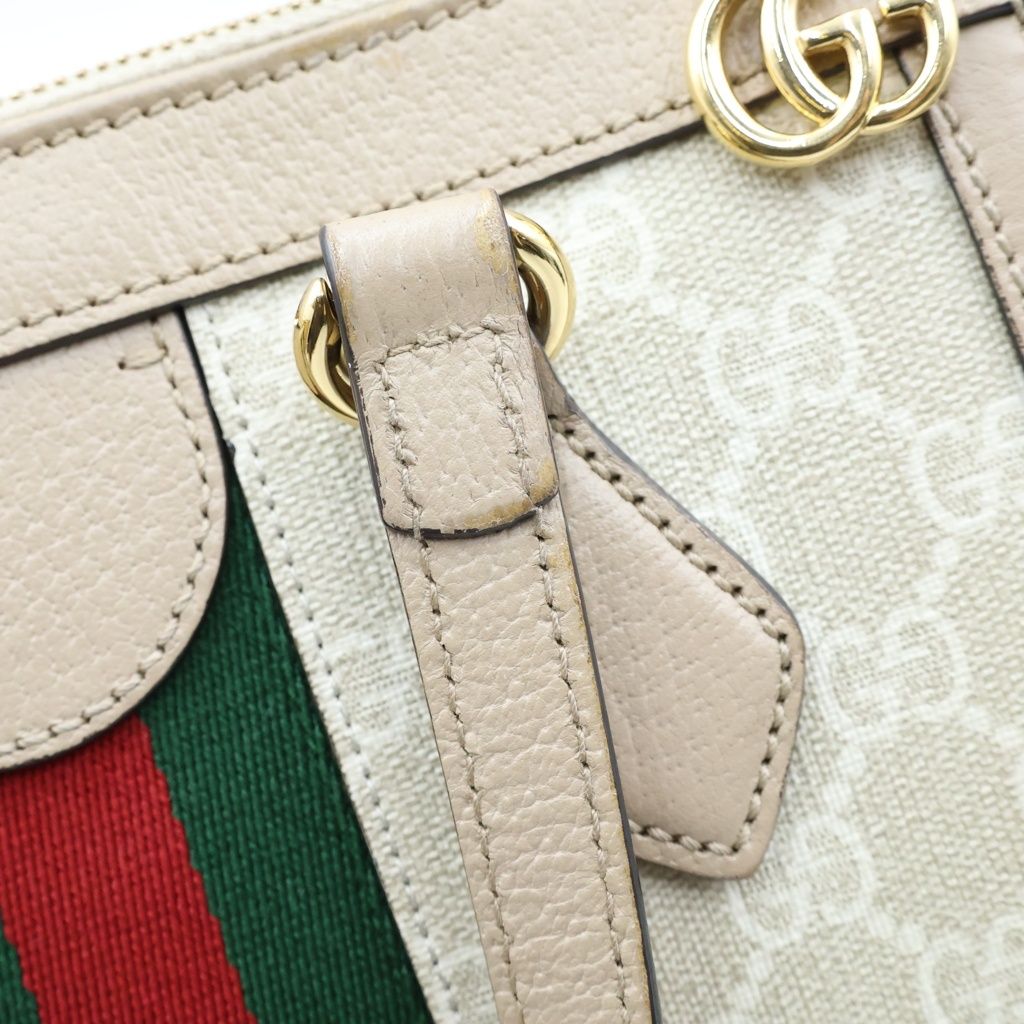 Gucci Ophidia GG Supreme Small 2-Way Shoulder Bag Beige White Leather Gold — view 8