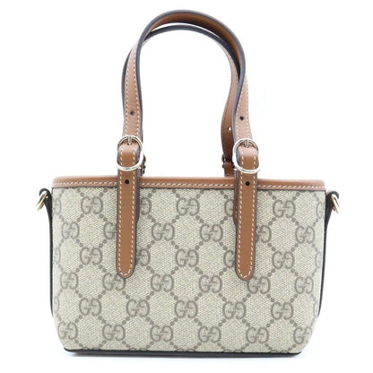 Gucci GG Emblem Mini Shoulder Bag Beige Brown Leather Gold — view 2