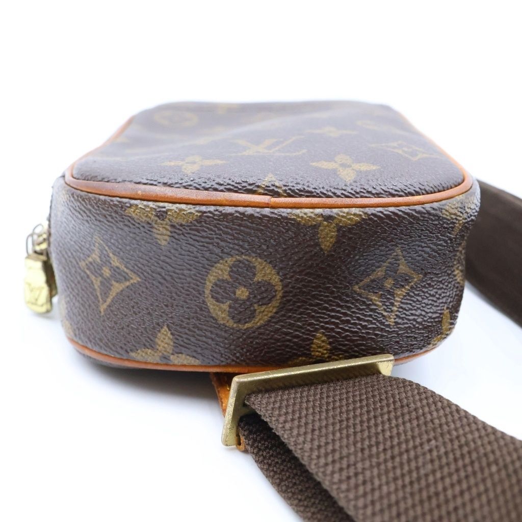 Louis Vuitton Monogram Pochette Gange Mini Shoulder Bag Brown Leather Gold — view 4