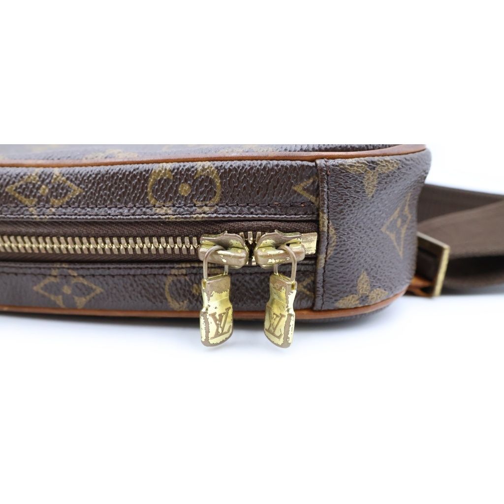Louis Vuitton Monogram Pochette Gange Mini Shoulder Bag Brown Leather Gold — view 6