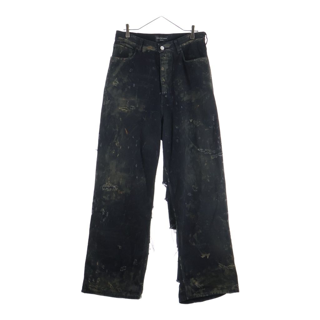 Balenciaga Super Destroyed Baggy Superdistressed Denim Pants Black