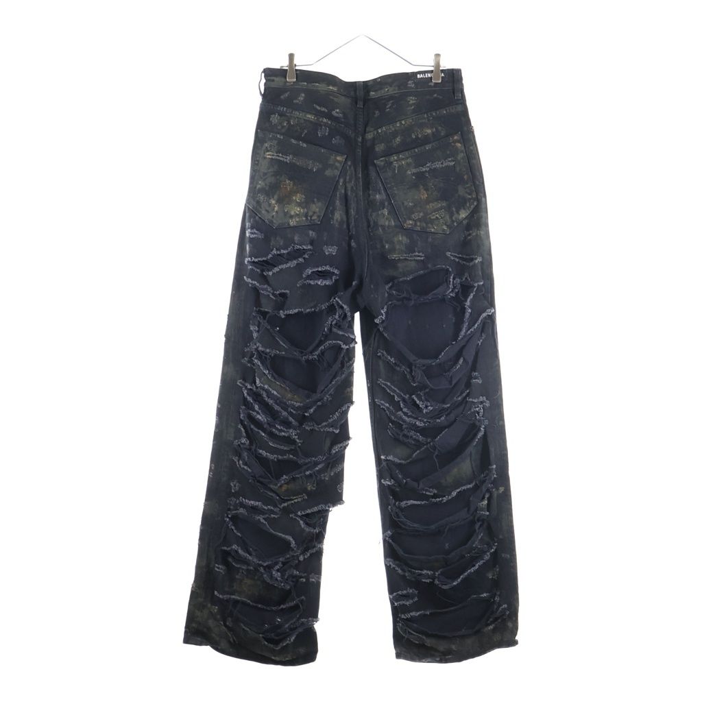 Balenciaga Super Destroyed Baggy Superdistressed Denim Pants Black — view 2