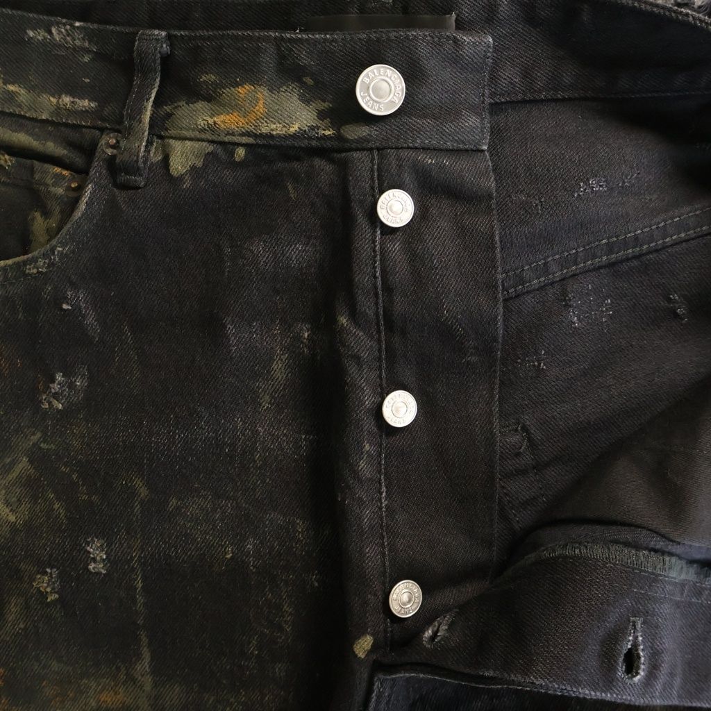Balenciaga Super Destroyed Baggy Superdistressed Denim Pants Black — view 5