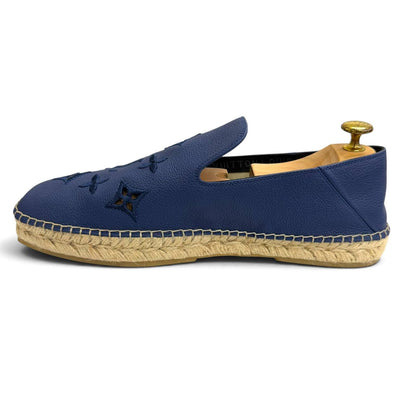 Louis Vuitton Leather Monogram Logo Embroidery Espadrilles Slip-on Navy 8.5 — view 6