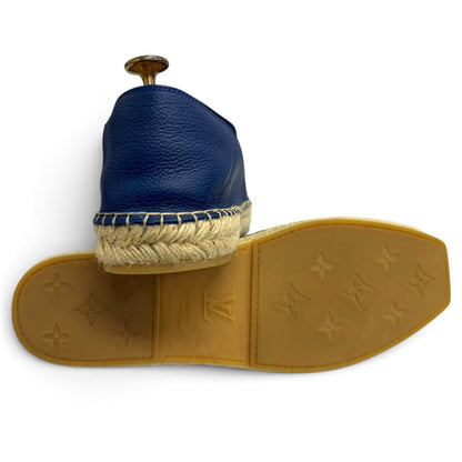 Louis Vuitton Leather Monogram Logo Embroidery Espadrilles Slip-on Navy 8.5 — view 5