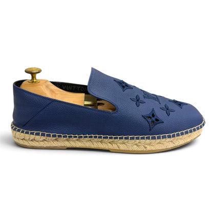 Louis Vuitton Leather Monogram Logo Embroidery Espadrilles Slip-on Navy 8.5 — view 7