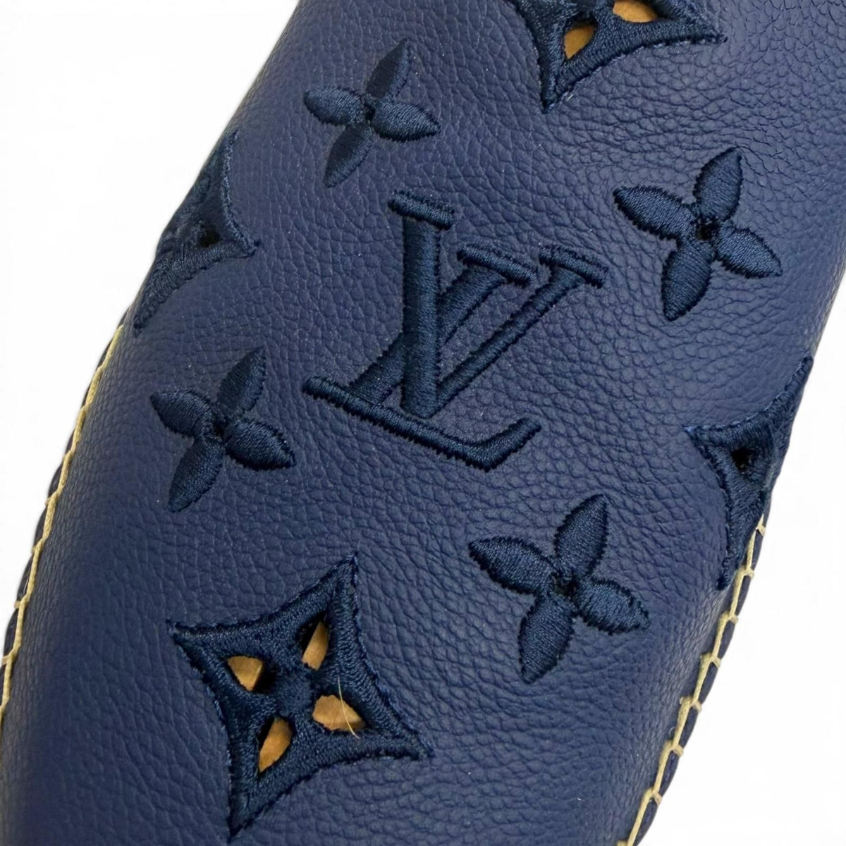 Louis Vuitton Leather Monogram Logo Embroidery Espadrilles Slip-on Navy 8.5 — view 8