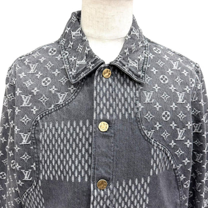 Louis Vuitton NIGO Giant Damier Waves Monogram Washed Denim Jacket Gray 48 — view 2
