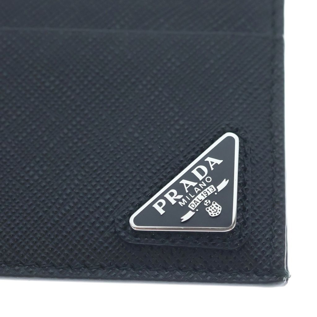 Prada Saffiano Triangle Logo Card Case Black — view 5
