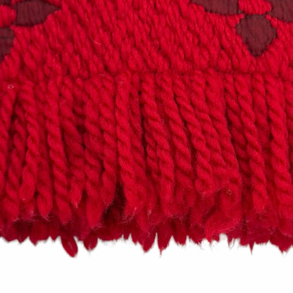 Louis Vuitton Logomania Scarf Wool Silk Blend Ruby Monogram Fringe — view 5