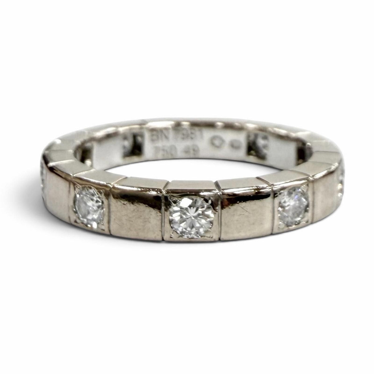 Cartier Lanieres 750 Diamond Logo Half Ring White Gold — view 3