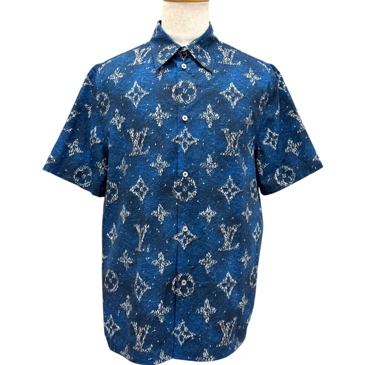 Louis Vuitton Print Monogram Short Sleeve Shirt Blue
