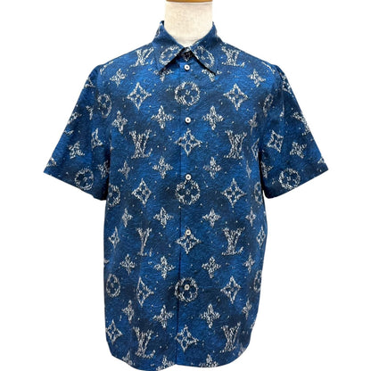 Louis Vuitton Print Monogram Short Sleeve Shirt Blue