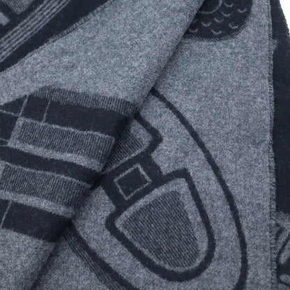 Hermes Carre en Boucles Scarf Boucle Noir Flannel Cashmere Fringe Black — view 4
