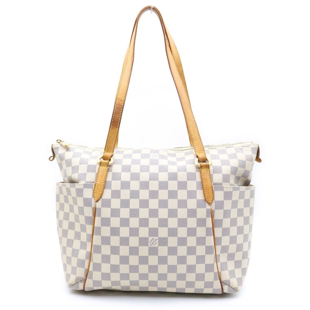 Louis Vuitton Damier Azur Totally MM Handbag Beige Leather