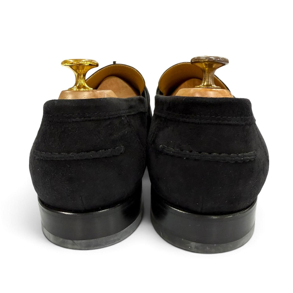 Hermes Suede Leather Kelly Buckle Tip Shoes Loafers Black Business — view 3