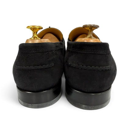 Hermes Suede Leather Kelly Buckle Tip Shoes Loafers Black Business — view 3