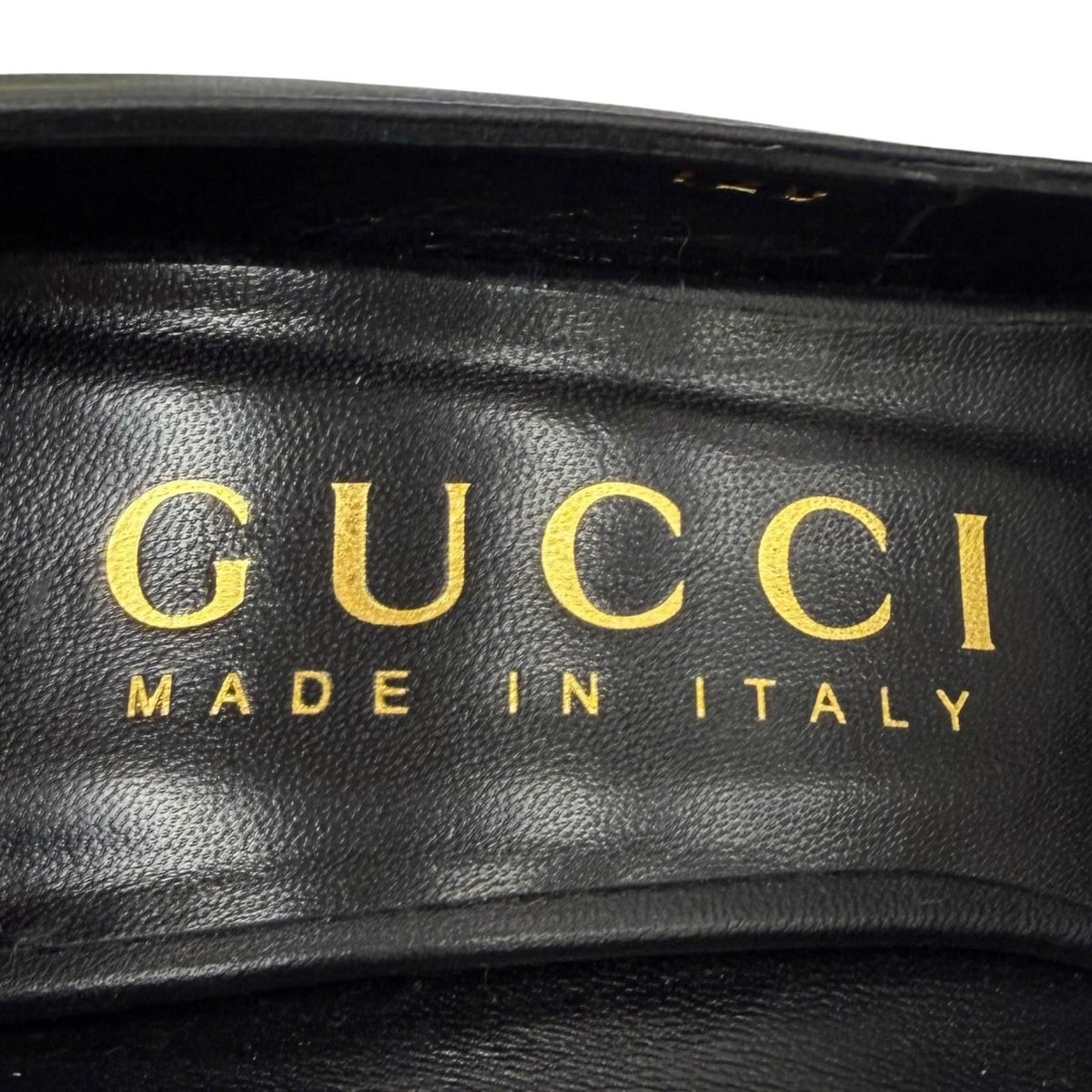 Gucci Pointed Toe Stiletto Heels Leather Pumps Black Gold — view 8