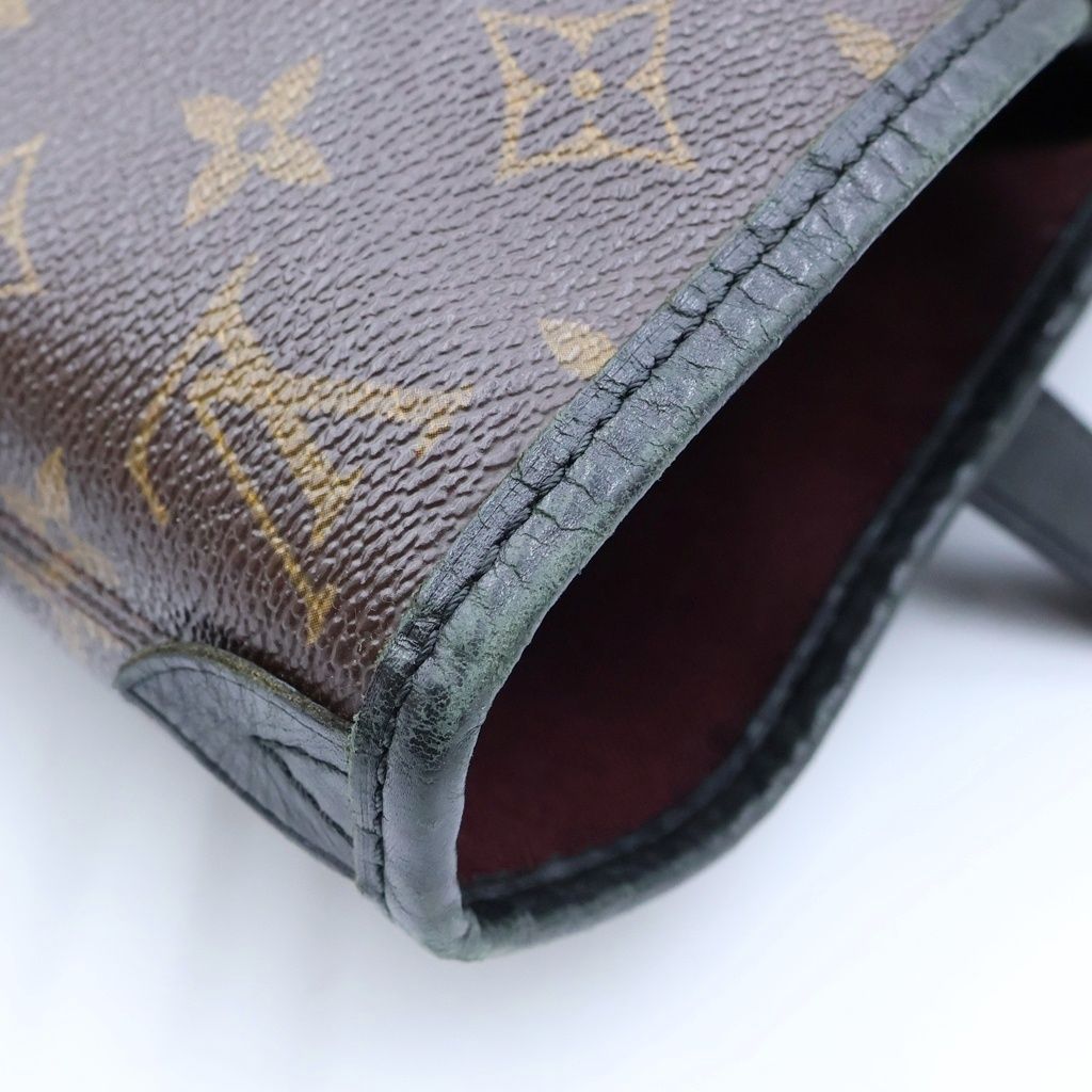 Louis Vuitton Monogram Macassar Kitan 2-Way Tote Bag Brown Black Leather Silver — view 7