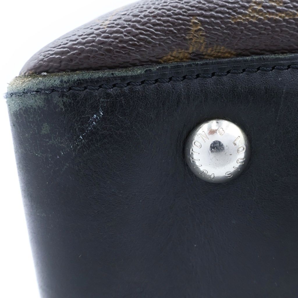 Louis Vuitton Monogram Macassar Kitan 2-Way Tote Bag Brown Black Leather Silver — view 6