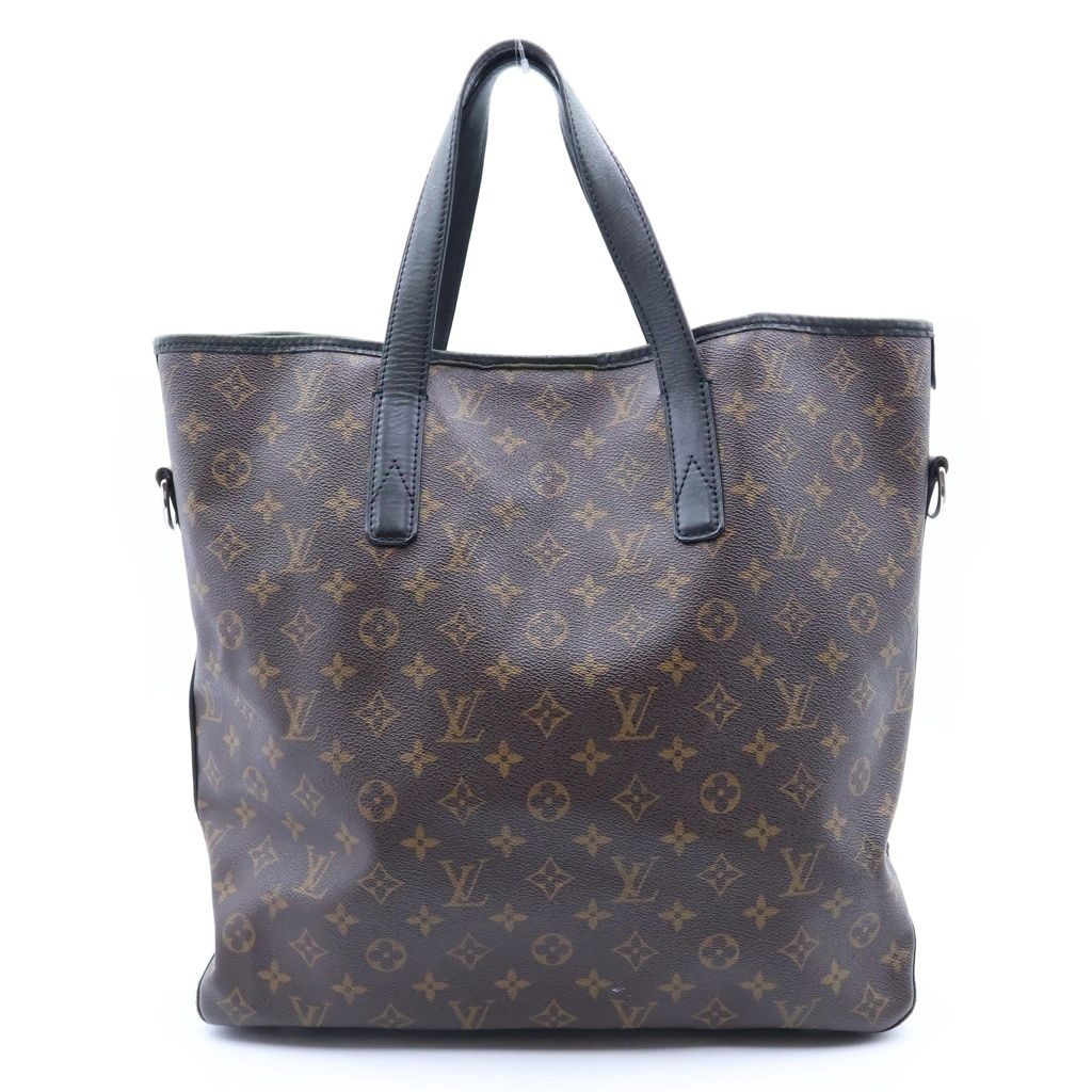Louis Vuitton Monogram Macassar Kitan 2-Way Tote Bag Brown Black Leather Silver