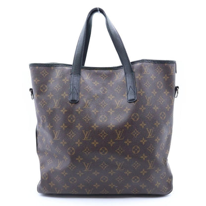 Louis Vuitton Monogram Macassar Kitan 2-Way Tote Bag Brown Black Leather Silver