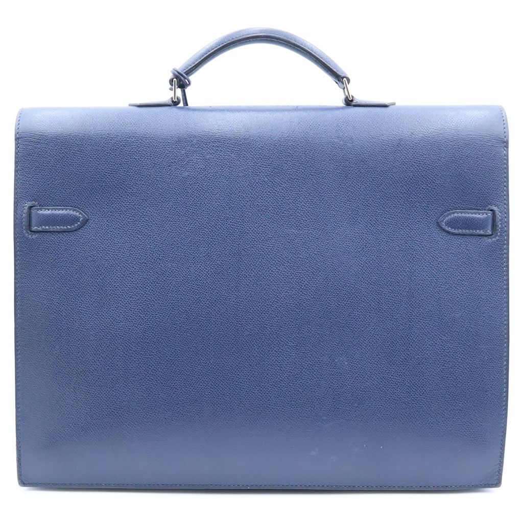 Hermes Kelly Depeches 38 Handbag Business Bag Navy Epsom Silver — view 2