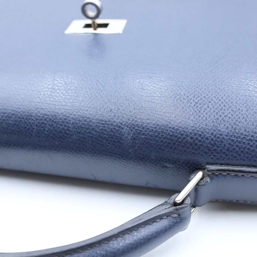 Hermes Kelly Depeches 38 Handbag Business Bag Navy Epsom Silver — view 7