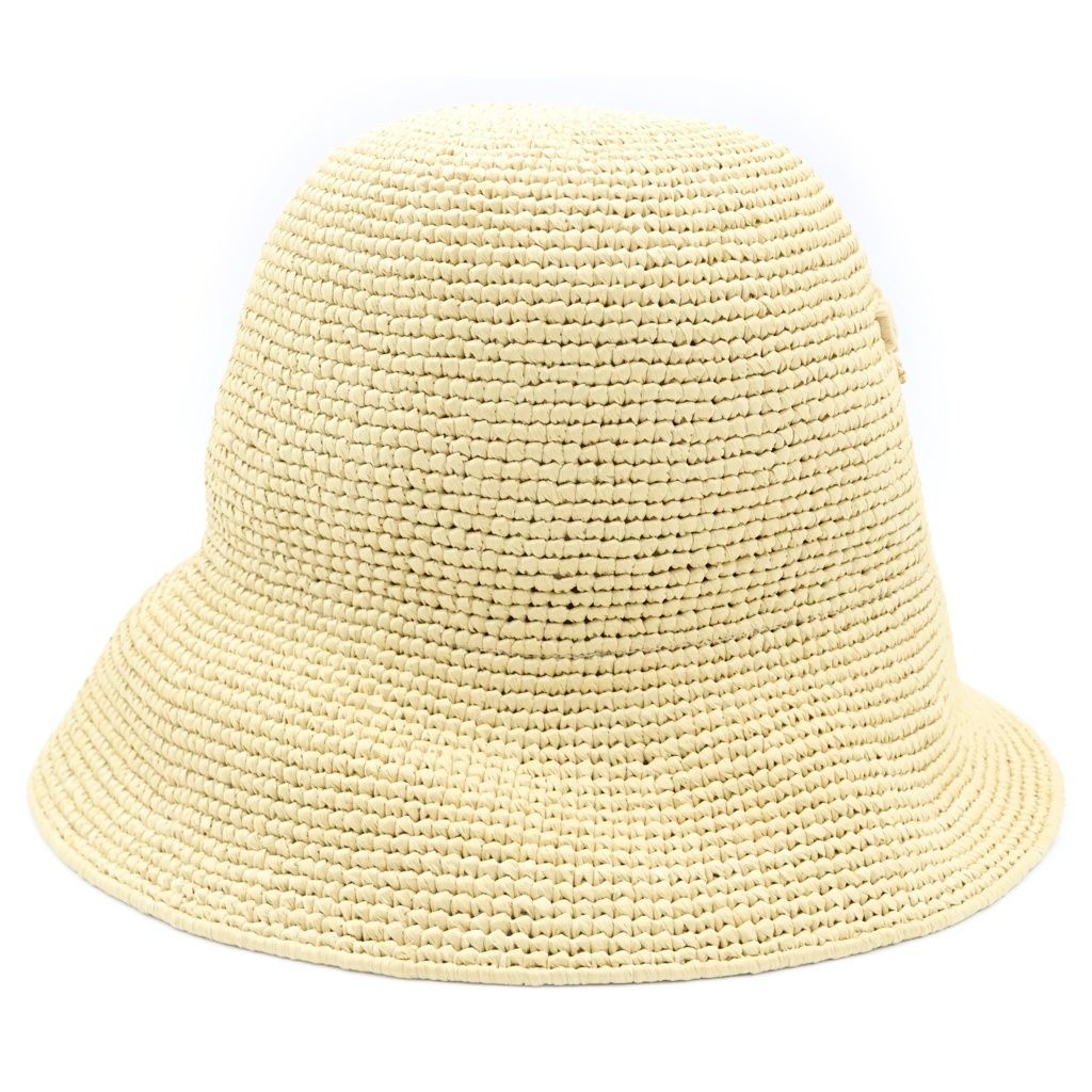 Prada Clochette Hat Letter Ring Logo Raffia Bucket Hat Beige — view 3