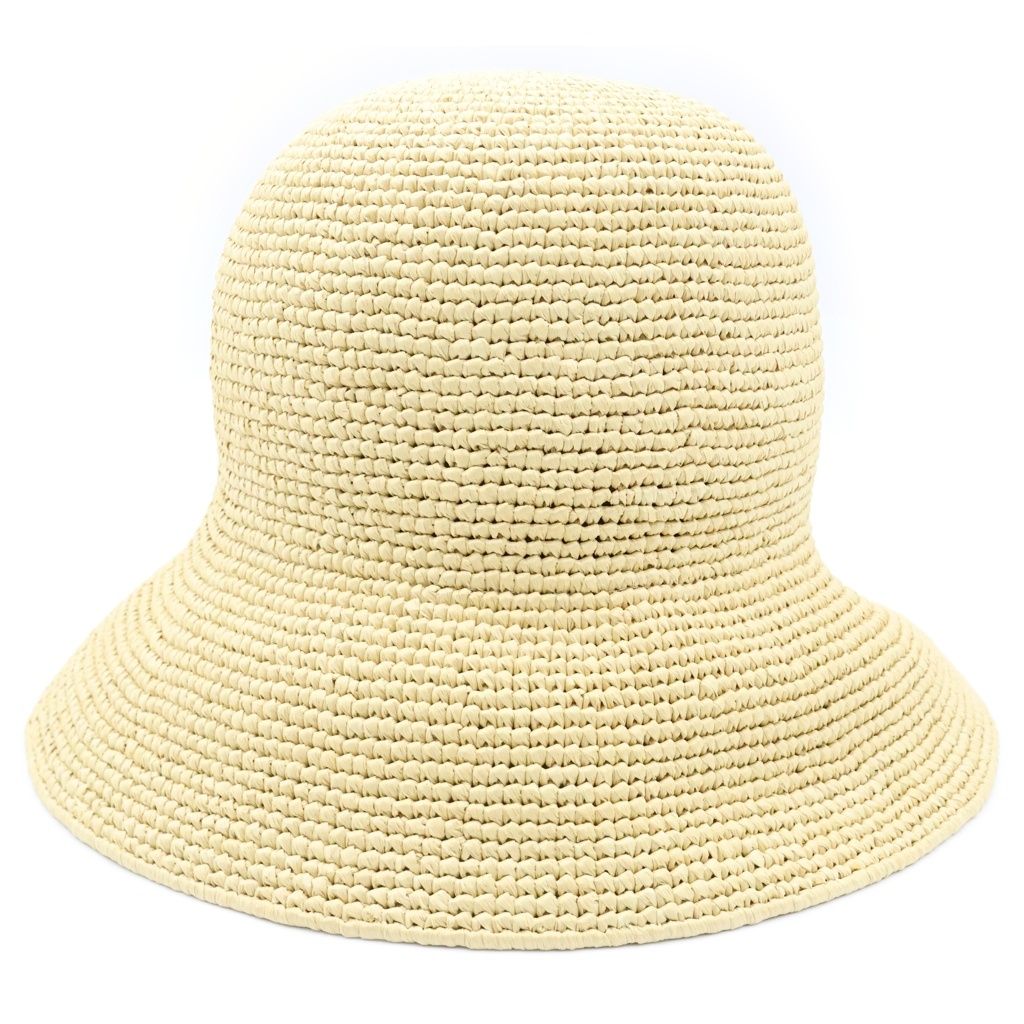 Prada Clochette Hat Letter Ring Logo Raffia Bucket Hat Beige — view 2