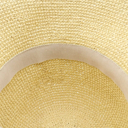 Prada Clochette Hat Letter Ring Logo Raffia Bucket Hat Beige — view 5