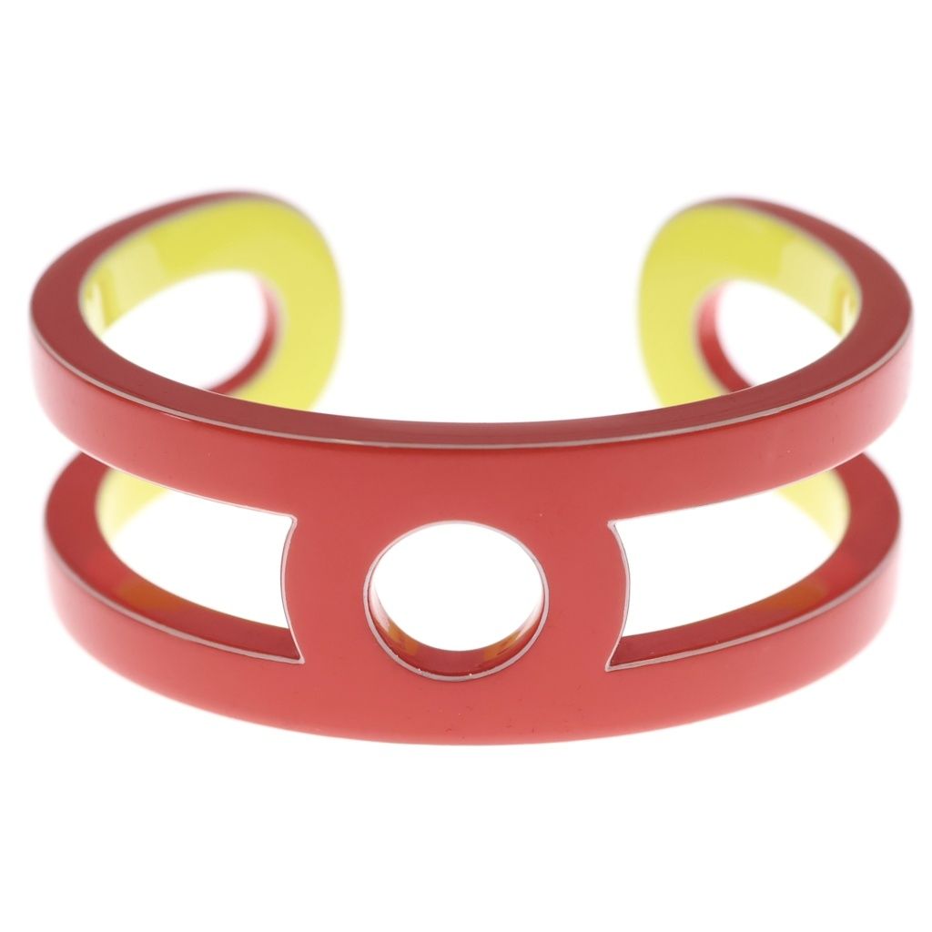 Hermes Lacquerwood Bangle Variation Orange Yellow Bracelet