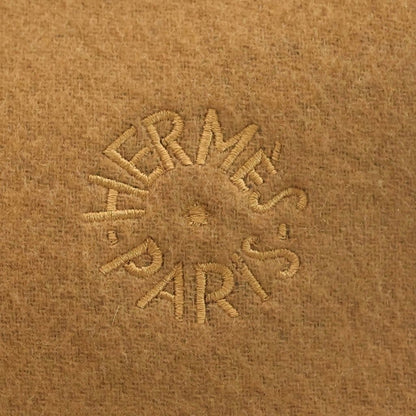 Hermes Recto Verso Logo Embroidery Cashmere Large Scarf Brown Blue — view 2