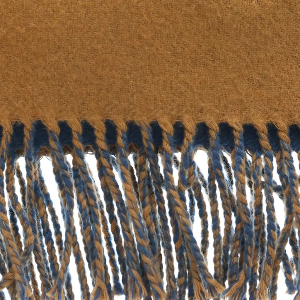 Hermes Recto Verso Logo Embroidery Cashmere Large Scarf Brown Blue — view 3
