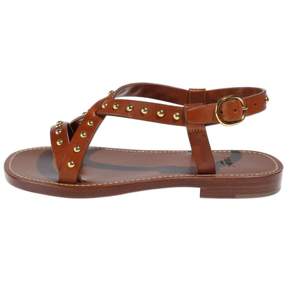 Celine Studded Leather Sandals Shoes Gold Brown — view 2